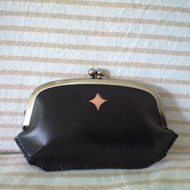 がま口（黒にピンクゴールド星）