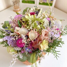 フラワーバスケット 花籠 ドライフラワー アレンジメント