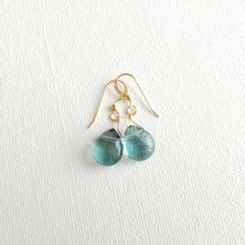 【再販】フローライトの色とりどりピアス　群青の画像