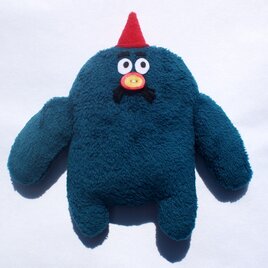 もこもこぬいぐるみ　おっさんの妖精　青緑