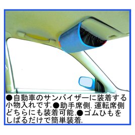 自動車のサンバイザーバッグ　バイザーギアー青色　化繊デニム製の画像