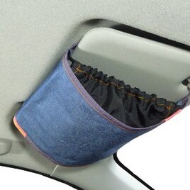 自動車のサンバイザーバッグ　バイザーギアー紺色　化繊デニム製の画像