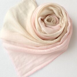 さらウール＊WOOLSILK＊紅梅色×白橡色＊手染めウールシルクストール