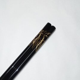 黒漆塗り稲穂蒔絵箸の画像