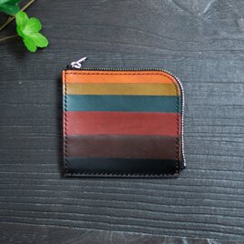 Ｌ字型ファスナーミニ財布（６色ボーダー）の画像