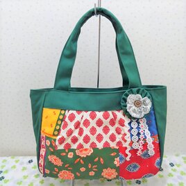 プライスダウン　￥12000→¥8000　フランスコットンと帆布の機能性バッグ　グリーン