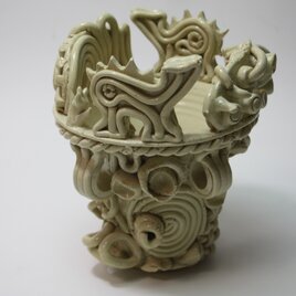 縄文土器型花器　オブジェ(縄文土器)　（L056）の画像