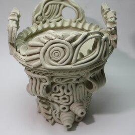 縄文土器型花器　オブジェ(縄文土器)　（L059）の画像