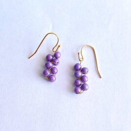 purple pearl秋カラー葡萄つぶつぶピアス／イヤリングの画像