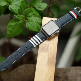 高級革使用のApple Watchベルト　エプソンレザー 　革時計ベルト ネイビー　格好いいの画像
