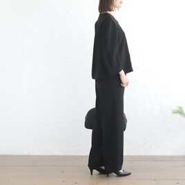 とろみ素材コクーン袖フォーマルセットアップ ✦ 卒園入学式 ブラックパンツスーツ