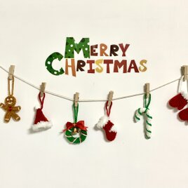手編み　クリスマス飾り　ガーランド(6個セット)の画像