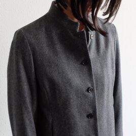 【在庫限り】タスマニアウール スタンドカラージャケット グレー　HANDROOM WOMEN'Sの画像