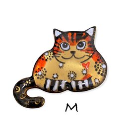 猫のピカピカブローチ　M　(ゴールド)の画像