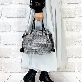 Artigiano＊国産尾州ツィードのraffinato bag「黒」＊By shuu秀[]G1の画像