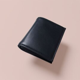 '上質イタリアンレザー'「小銭が取り出しやすい！」軽量コンパクト財布 - Short Wallet - ブラック -