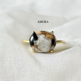 【選べる】silver925  18KGP AAAコッパーカルサイトオブシディアンリング     天然石