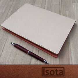 レザーA5ノートカバー (ベージュ × 選べるカラー)【カスタム承ります】