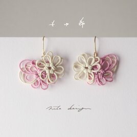 ピアス「もゆ希」（アイボリー×淡ピンク）