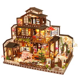 「花彩りの古き良き町家」ミニチュア ドールハウス ★完成品★の画像