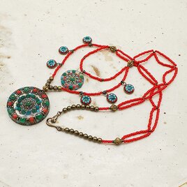 身につけるArt　マラカイトネックレス　ー花萌葱ー