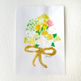 「黄色の花束」　アクリル画　絵画　アートの画像