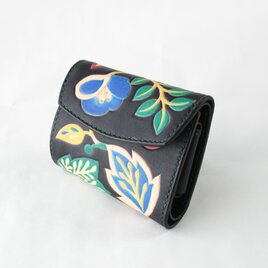 再販　手染め手縫いの革財布　Elegant Flower Blackの画像