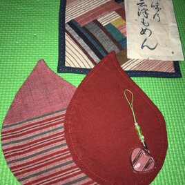会津木綿　コースターとキーホルダーセットの画像