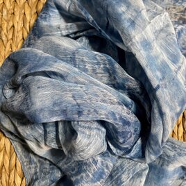 本藍染　コットン・ストール　手織り　ST000001の画像