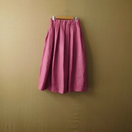 リネンのタックスカート　チェリーピンク　の画像