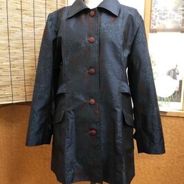 大島紬ベルト飾り付き半コート/ジャケットの画像