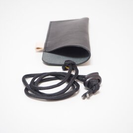 めがね入れ ブラック パラコード紐 牛革 かばんの中の整理やキャンプにも