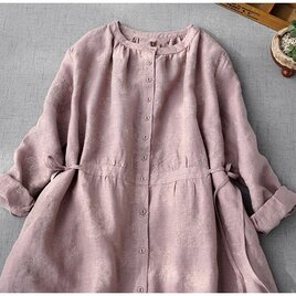 リネン100%贅沢総刺繍春にぴったりな大人可愛いゆったりワンピース♪の画像