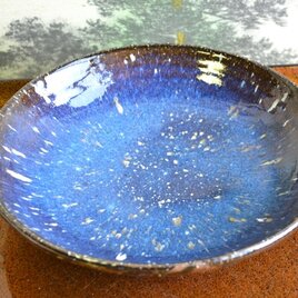 【新作】深めの大皿・カレー皿　(星空の白天目)　＊１点物　★萩焼き　の画像