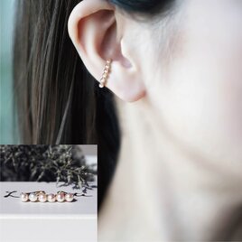 片方】3mmの真珠が連なる14KGFイヤーカフ　～白露の画像