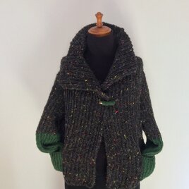 再販　ツィード風イギリスゴム編みのニットジャケットの画像