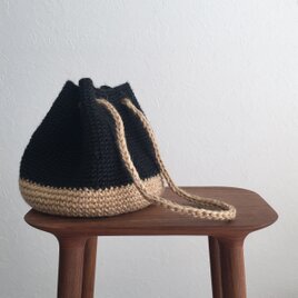 クヴァレ＊2way＊麻ひもバッグ《ノワール》