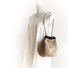 クヴァレ＊2way＊麻ひもバッグ＊edging《ノワール》