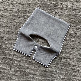 new：2way attached collar square navy ×  ponpon：ベビースタイ 8重ガーゼ