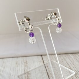 【イヤリング】★2月誕生石！アメジスト・カットクォーツ・銀★