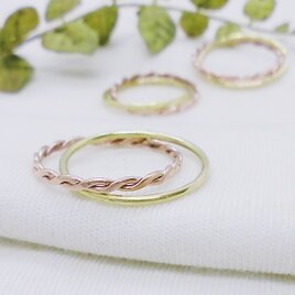 繊細リング（2連・真鍮×1／銅ツイスト×1）