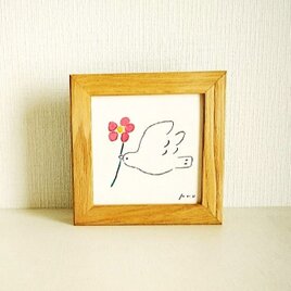 原画「春を運ぶ」 ※木製額縁入り（10×10㎝フレーム）の画像