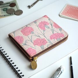 Ｌ字ファスナー財布（カーネーション） 本革 コンパクト レディース 花の画像