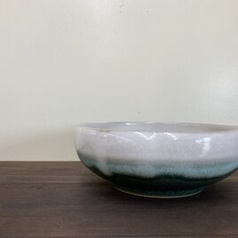 輪花鉢　糠白/緑