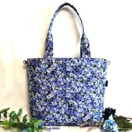 USAブルーの花々 2Way肩掛けビックバッグ再販の画像
