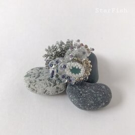 【サンゴ礁】ブローチ ビーズ刺繍 珊瑚礁 Coral Reef (L43)の画像
