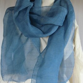 麻ストール　藍染　濃縹　小千谷縮
