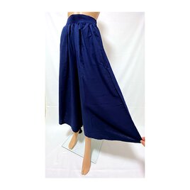 ❤SALE❤自分感覚に育てるリネン心地❤スカートのように楽なリラックス美脚キュロットパンツ◎1サイズで7～13号の方に対応:濃紺の画像