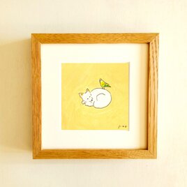 キジトラ アクリル画 原画 ドローイング 原画・イラスト】「キジトラ猫∣ドローイング」 木製額縁入り（2L