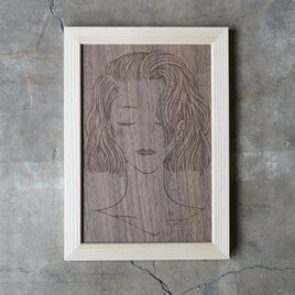 木製着画パネルgirl Msize 22-4(ウォールナット×ホワイトアッシュ)の画像